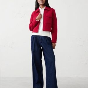Banana Republic Factory Red Cropped Bomber Jacket